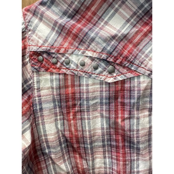 Ariat Womens Shirt Red Plaid Long Sleeve Snap Up Front Pockets Western Studs‎ M - Picture 9 of 11